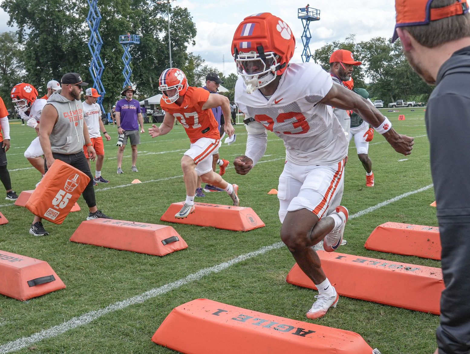 Clemson cornerback Ashton Hampton (23) during Clemson football 2025 practiceat Jervey Meadows in Clemson, S.C. Wednesday, August 6, 2025.