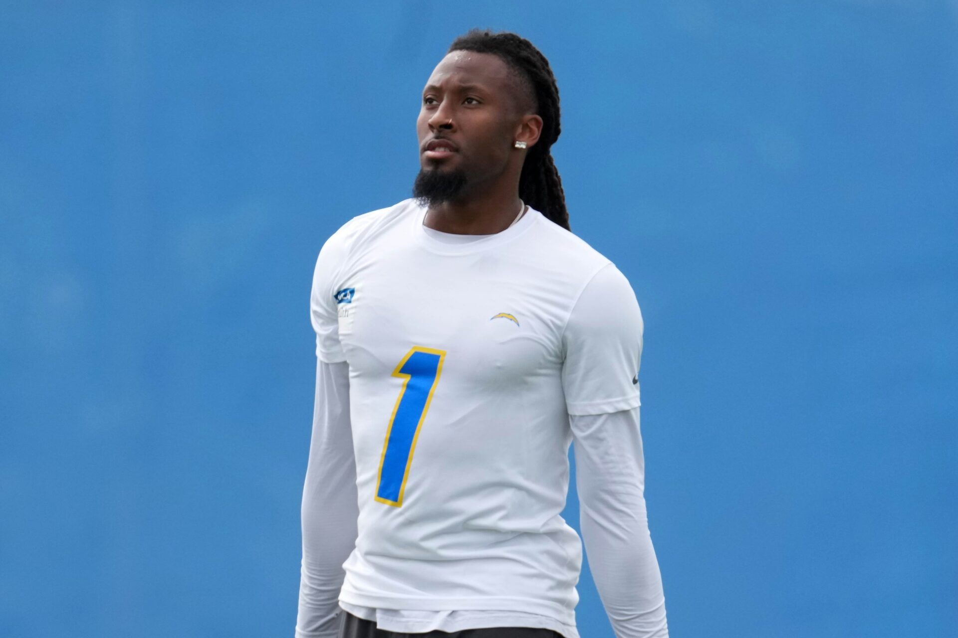 Los Angeles Chargers receiver Quentin Johnston (1) during offseason workouts at The Bolt.