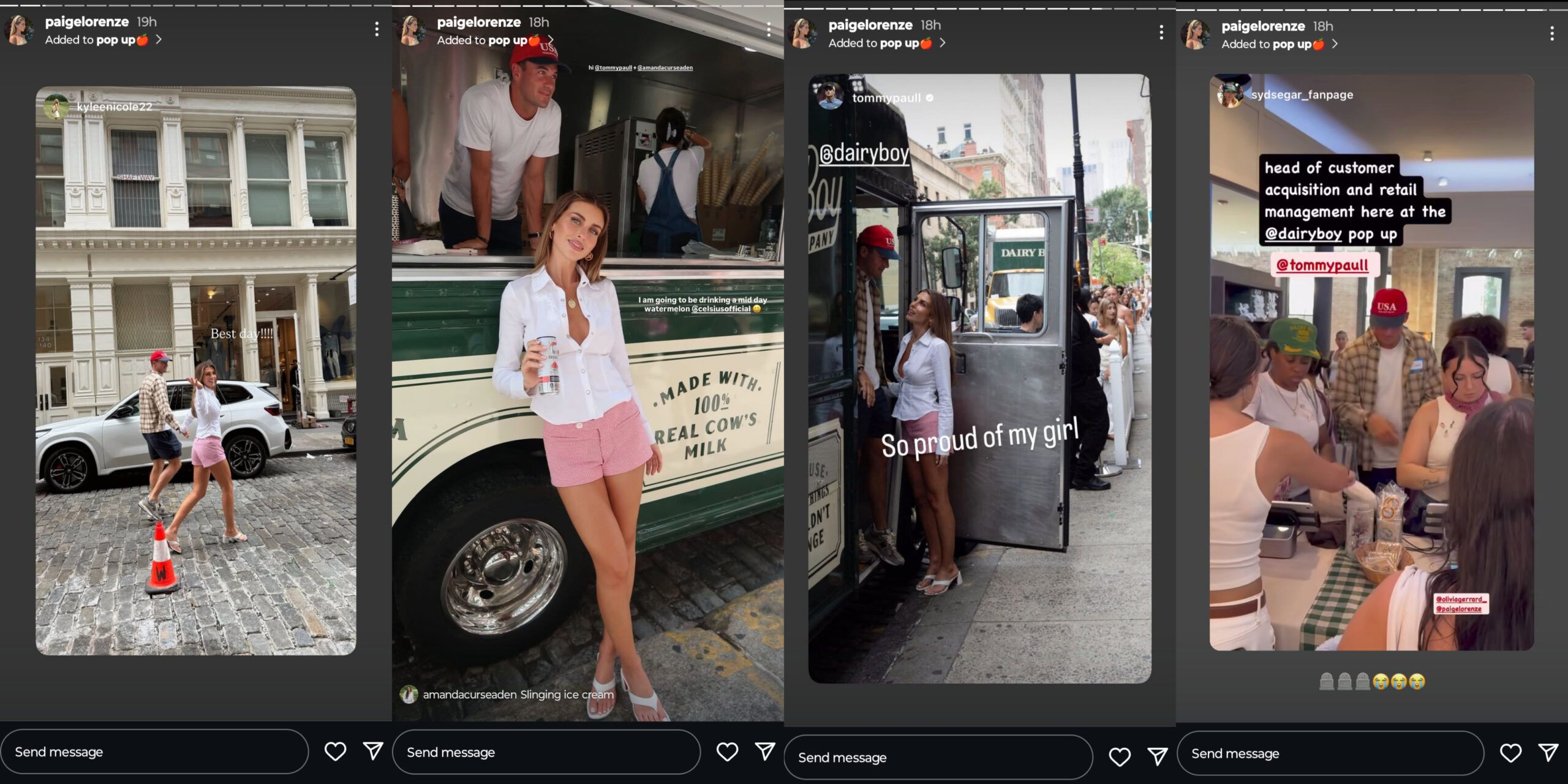 Screen grab of Tommy Paul's fiancée Paige Lorenze's Instagram stories