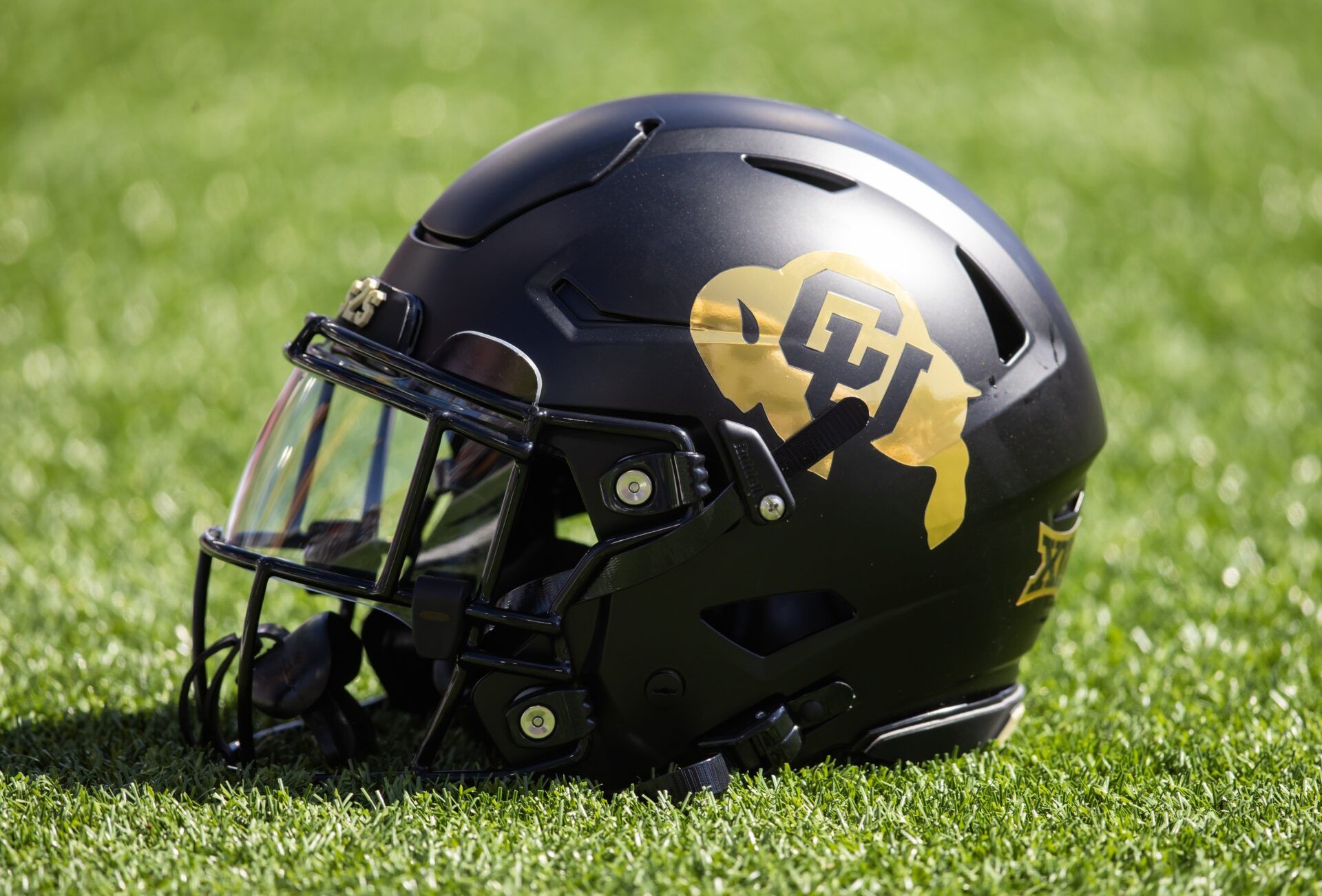 Detailed view of a Colorado Buffalos helmet at Arizona Stadium.