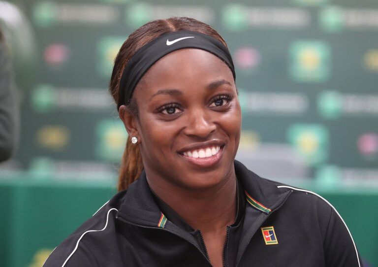 Sloan Stephens talks with the media during an interview at the BNP Paribas Open, March 6, 2019.

Bnp Paribas March 6 2