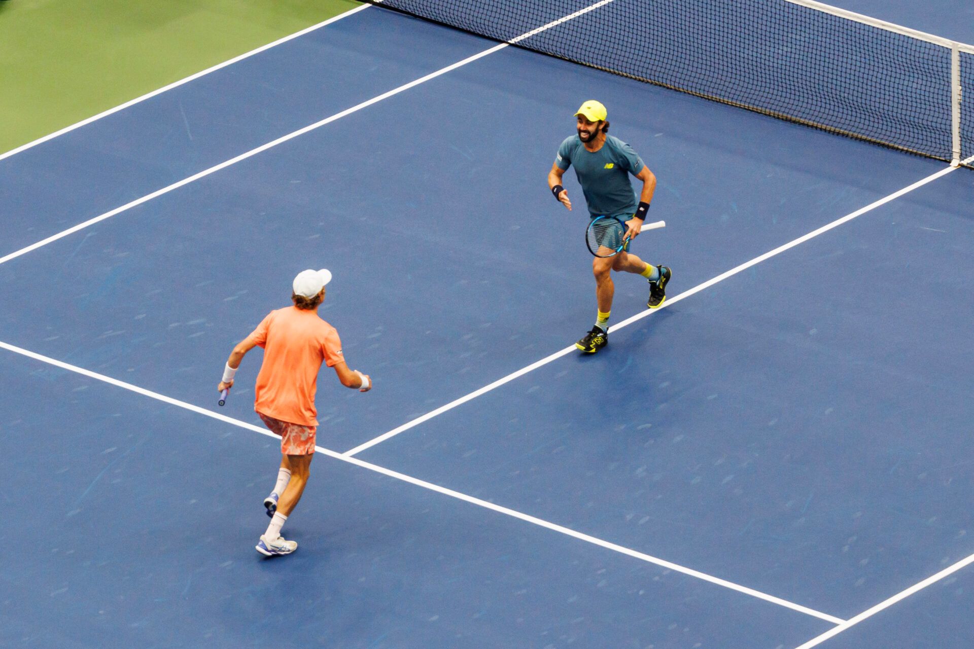 Max Purcell and Jordan Thompson of Australia celebrate their victory over Kevin Krawietz and Tim Puetz of Germany in the final of the men’s doubles on day thirteen of the U.S. Open tennis tournament at the USTA Billie Jean King National Tennis Center.
