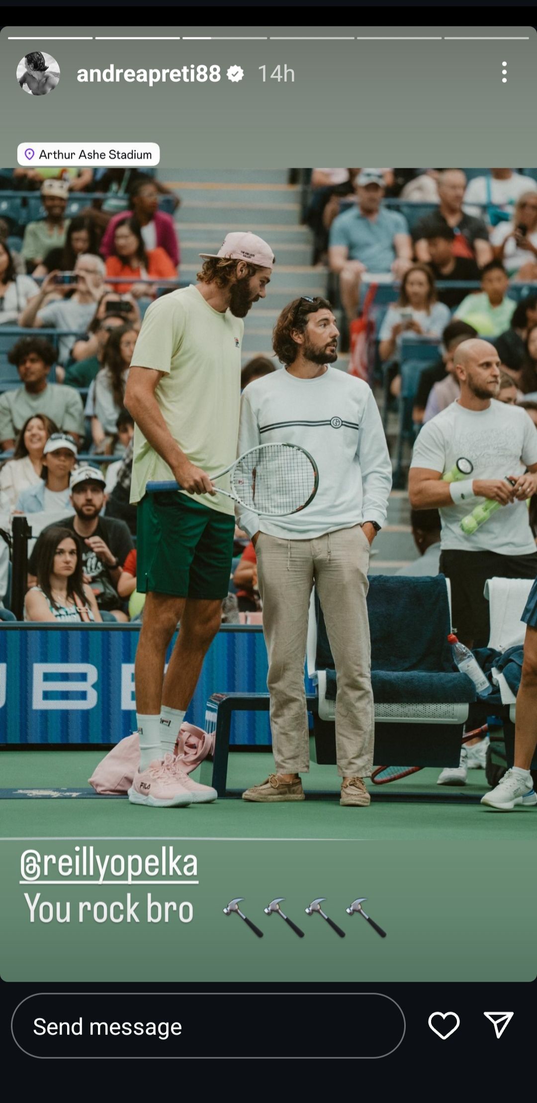 Screen grab of Venus Williams’ Fiancé Andrea Preti's Instagram story