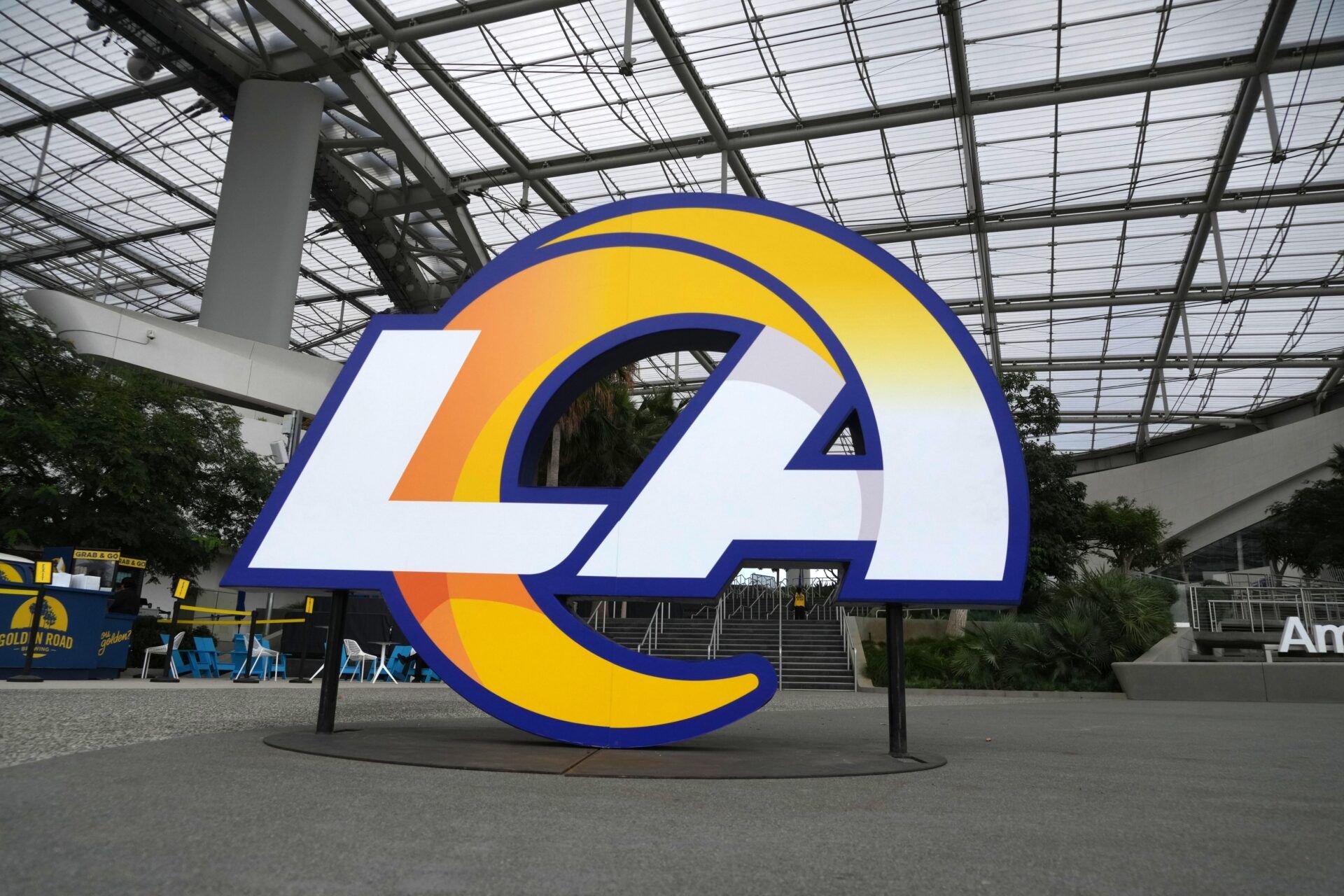 The Los Angeles Rams logo at SoFi Stadium.