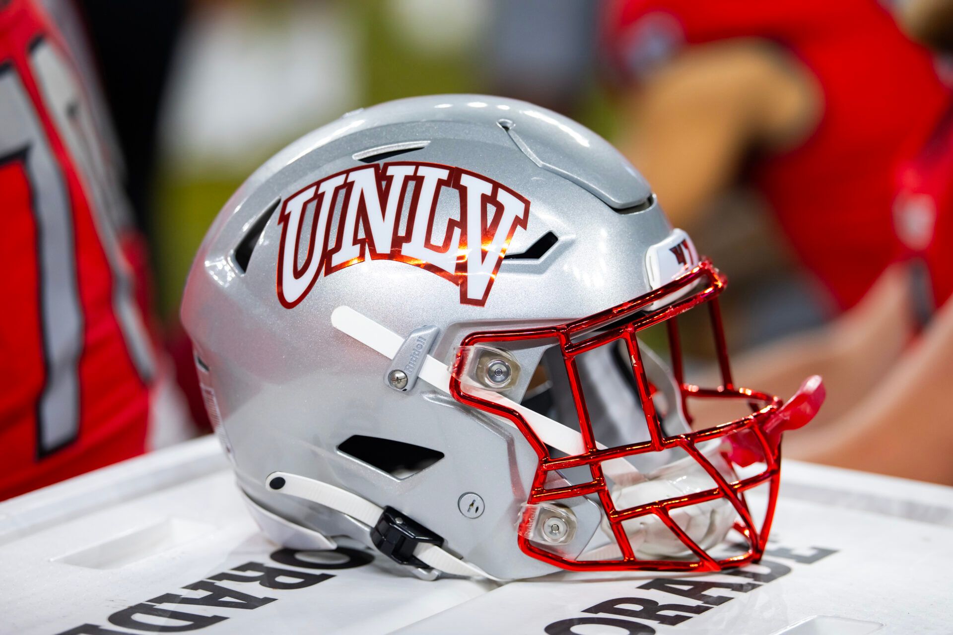 Detailed view of a UNLV Rebels helmet during the Guaranteed Rate Bowl at Chase Field.