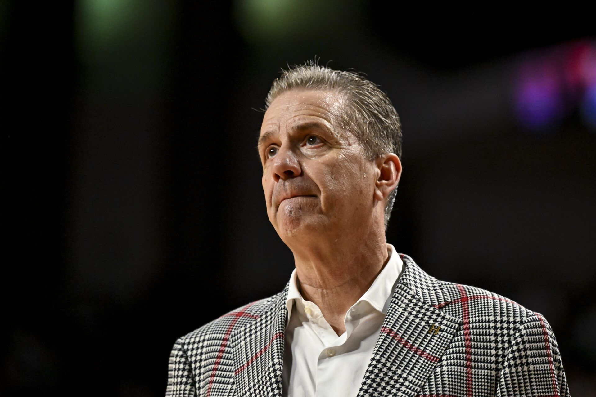 Arkansas Razorbacks head coach John Calipari looks on during the second half against the Texas A&M Aggies at Reed Arena.