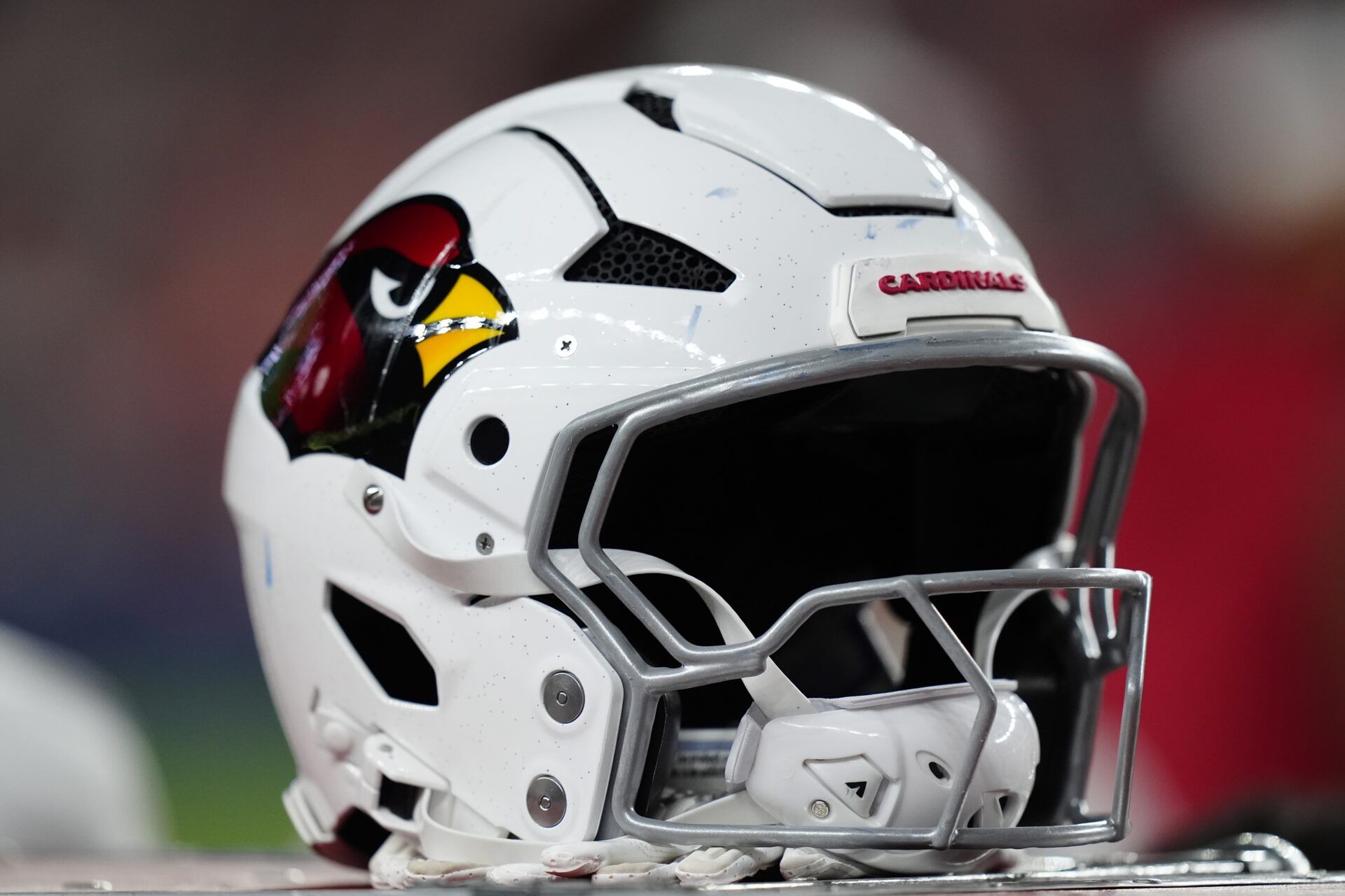 General view of a Arizona Cardinals helmet during the second half against the Denver Broncos at Empower Field at Mile High.