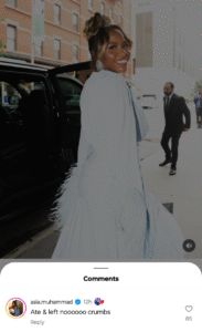 Screengrab of Asia Muhammad's comment on Taylor Townsend's Instagram post(@tay_taytownsend)