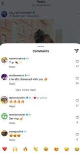 Screengrab of WTA player's comments on Taylor Townsend's Instagram post(@tay_taytownsend)