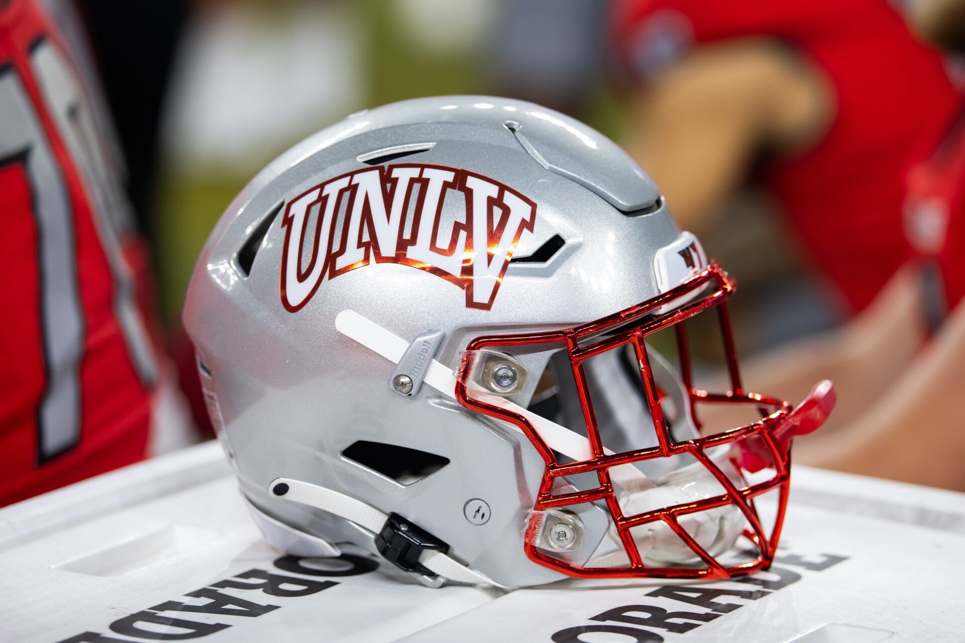 Detailed view of a UNLV Rebels helmet during the Guaranteed Rate Bowl at Chase Field.