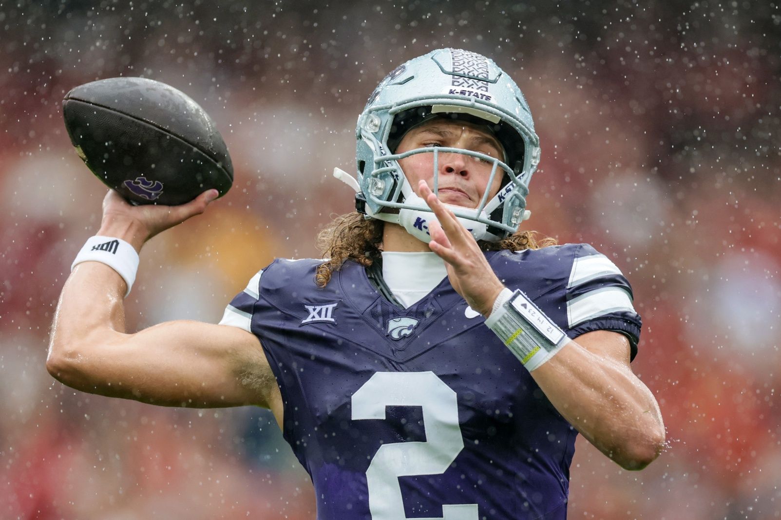 Kansas State quarterback Avery Johnson during the Aer Lingus Classic between Iowa State and Kansas State at Aviva Stadium.