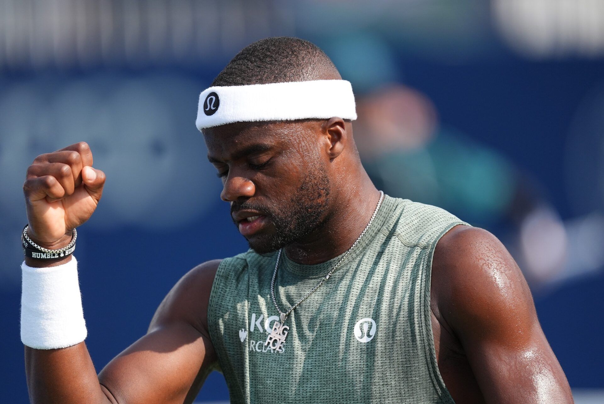 Frances Tiafoe (USA) reacts after a point against Yosuke Watanuki (not pictured) during the second round at Sobeys Stadium.