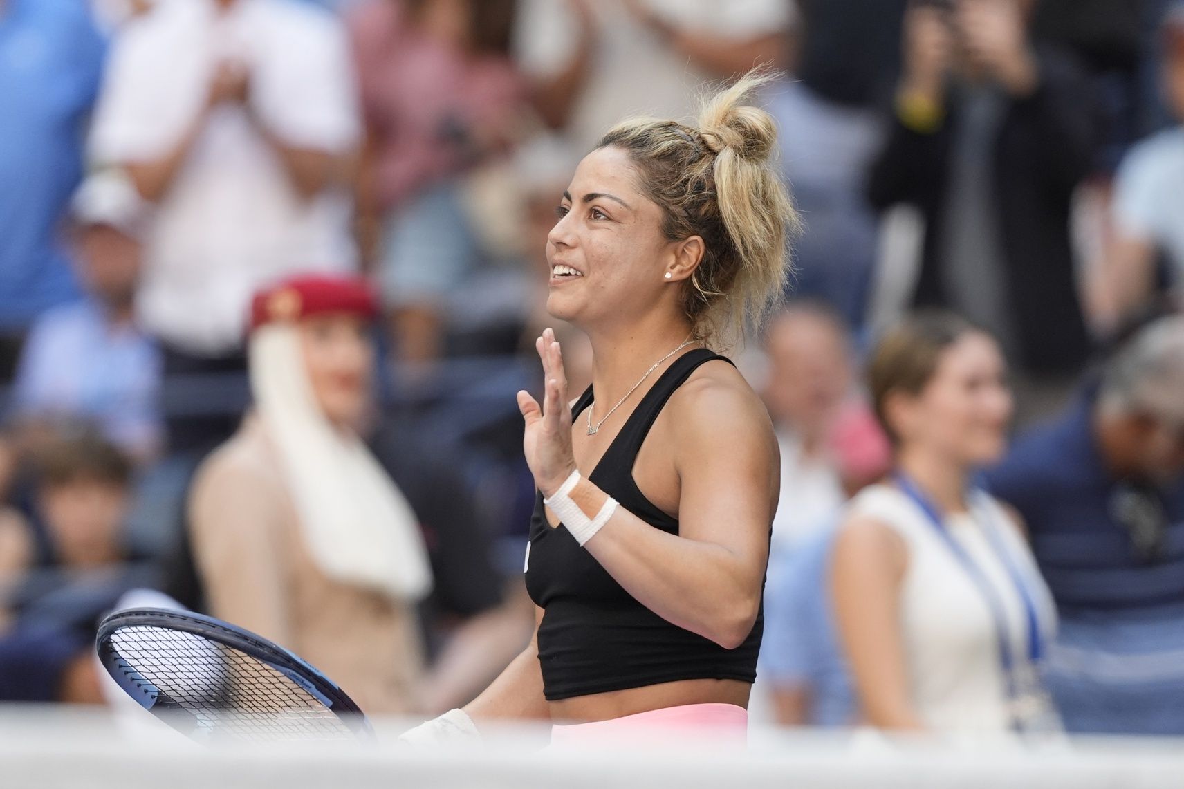 Renata Zarazua (MEX) celebrates after defeating Madison Keys (USA)(not pictured) on day two of the 2025 U.S. Open tennis tournament at the USTA Billie Jean King National Tennis Center.