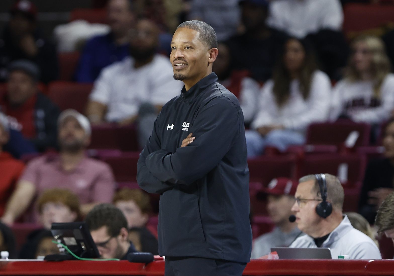 South Carolina Gamecocks head coach Lamont Paris watches his team play against the Oklahoma Sooners during the second half at Lloyd Noble Center.