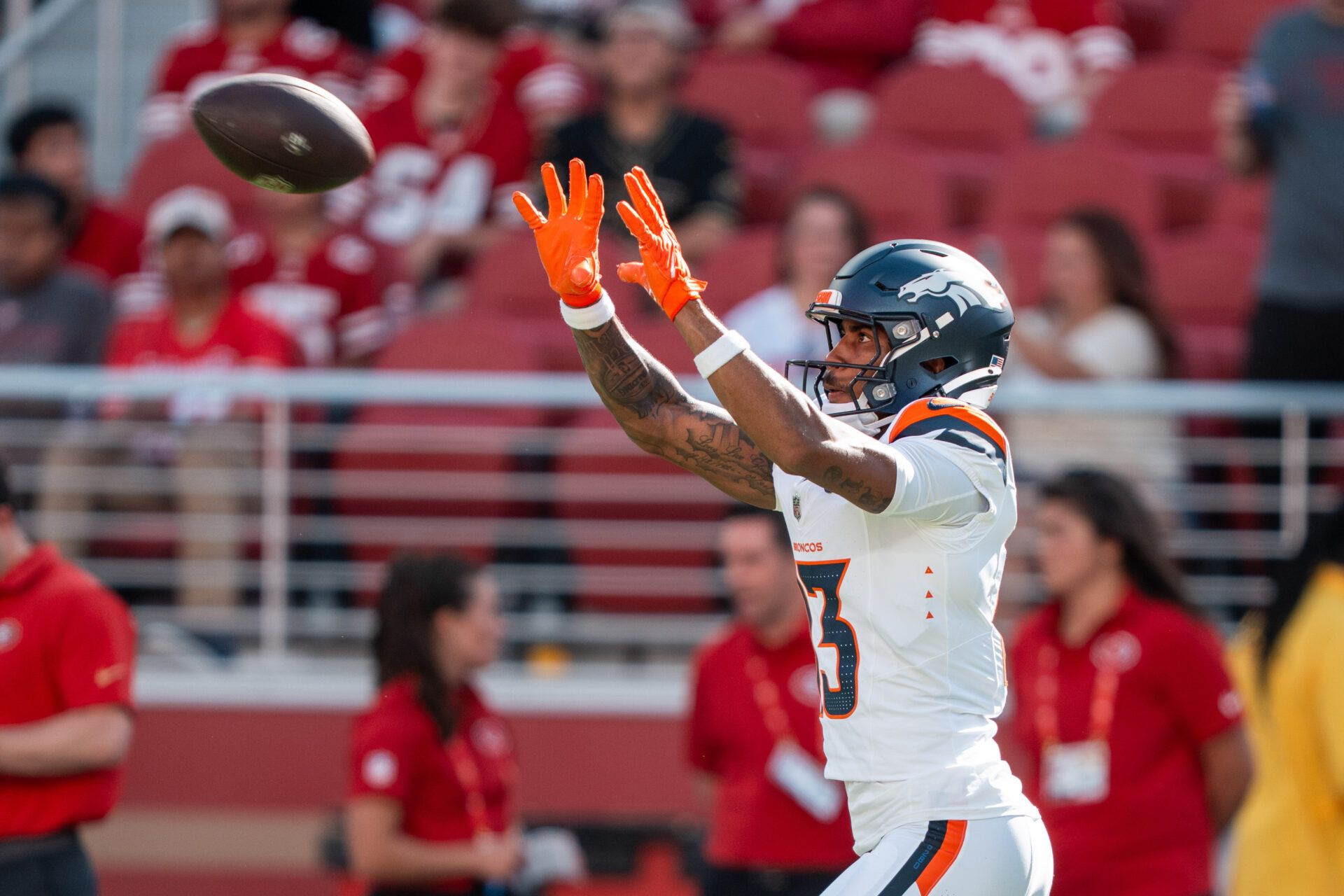 Denver Broncos wide receiver Pat Bryant (13) before the game against the San Francisco 49ers at Levi's Stadium.