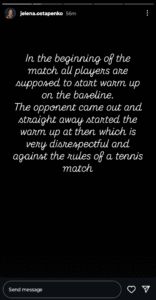 Ostapenko describing the disrespect before the match