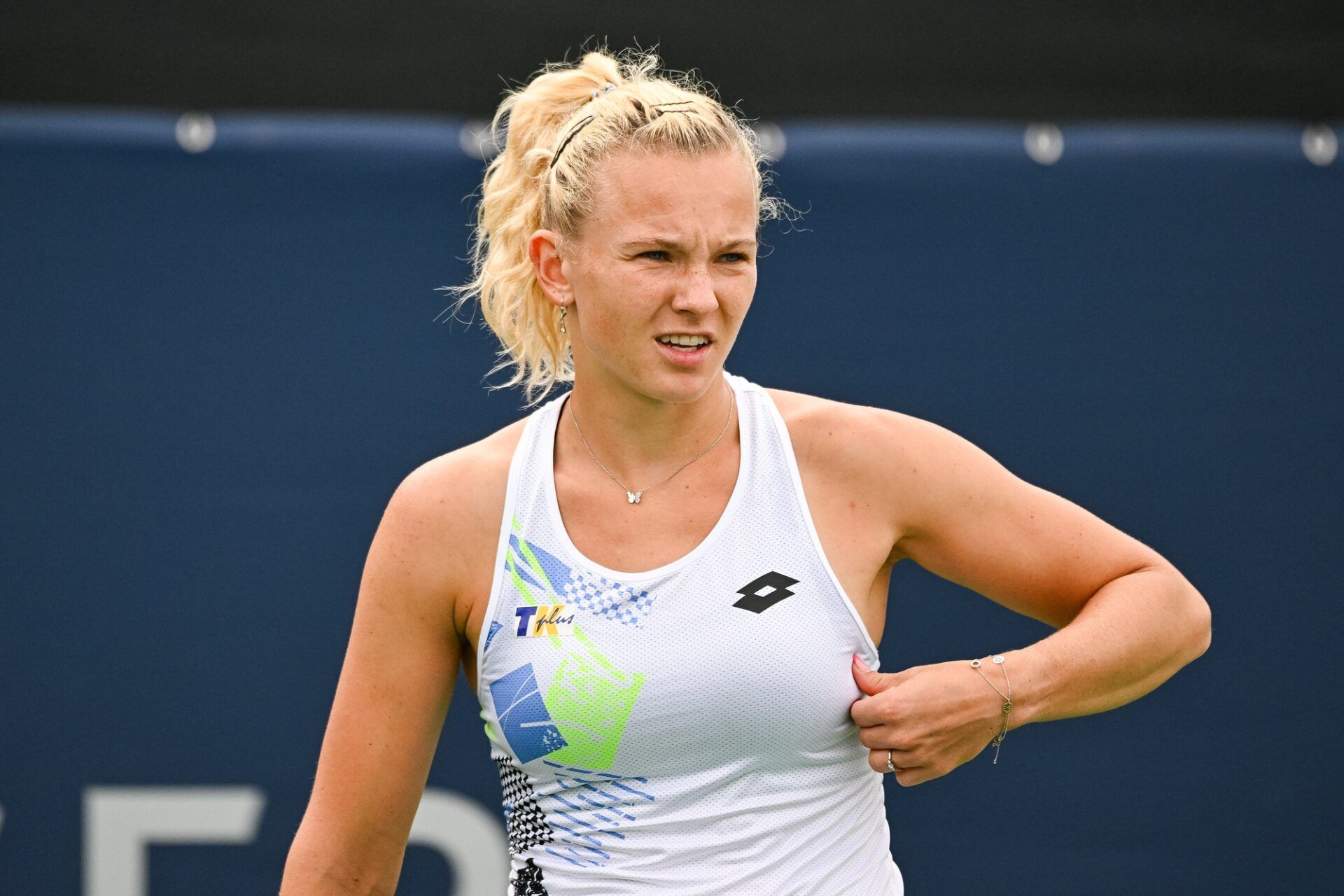 Katerina Siniakova (CZE) waits for service against Liudmila Samsonova (not pictured) during first round play at IGA Stadium.