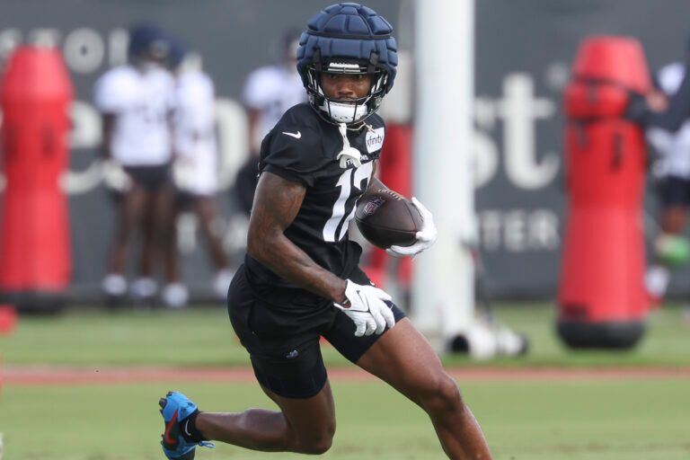 Houston Texans wide receiver Nico Collins (12) during training camp at Houston Methodist Training Center.