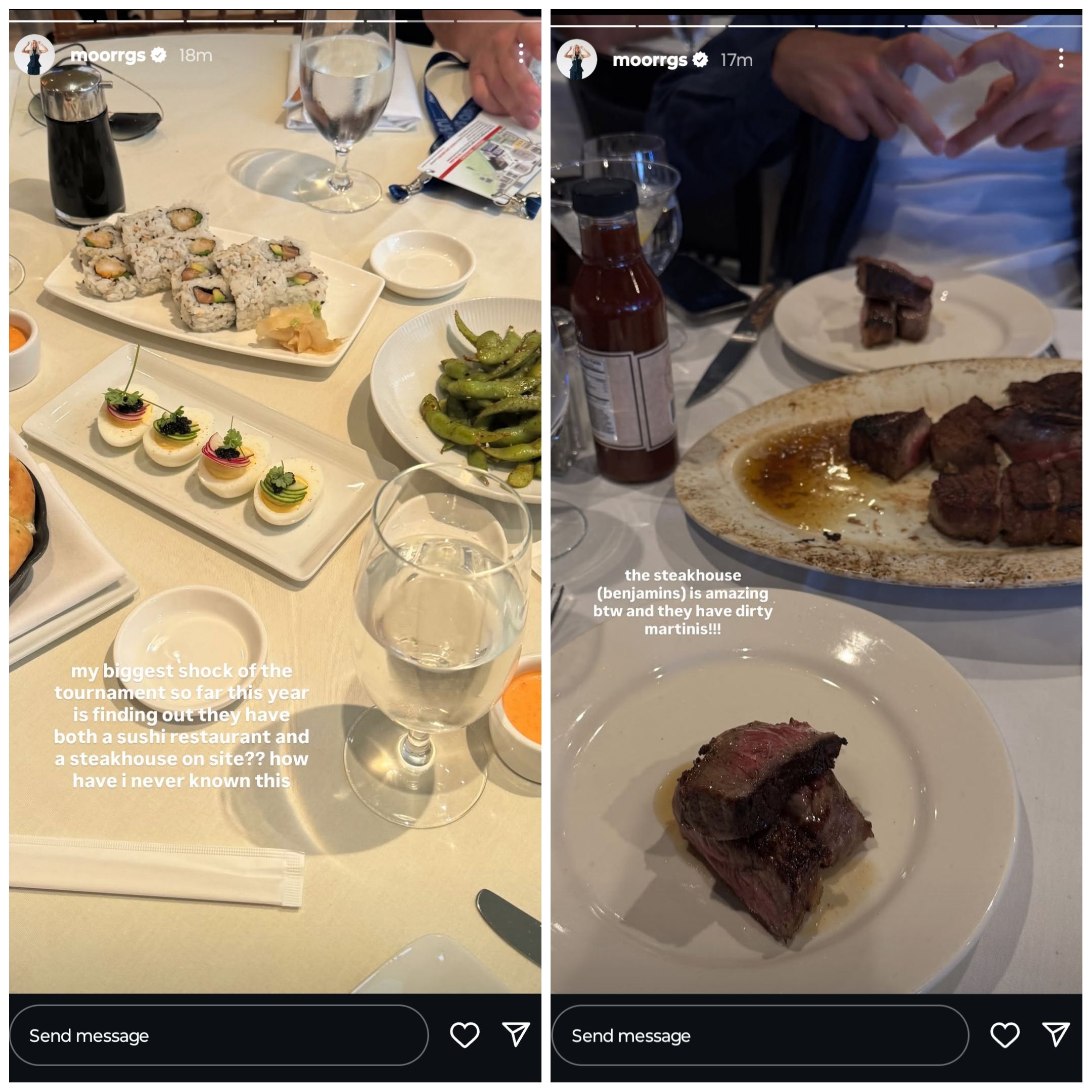 Screen grab of Taylor Fritz's girlfriend Morgan Riddle's Instagram stories