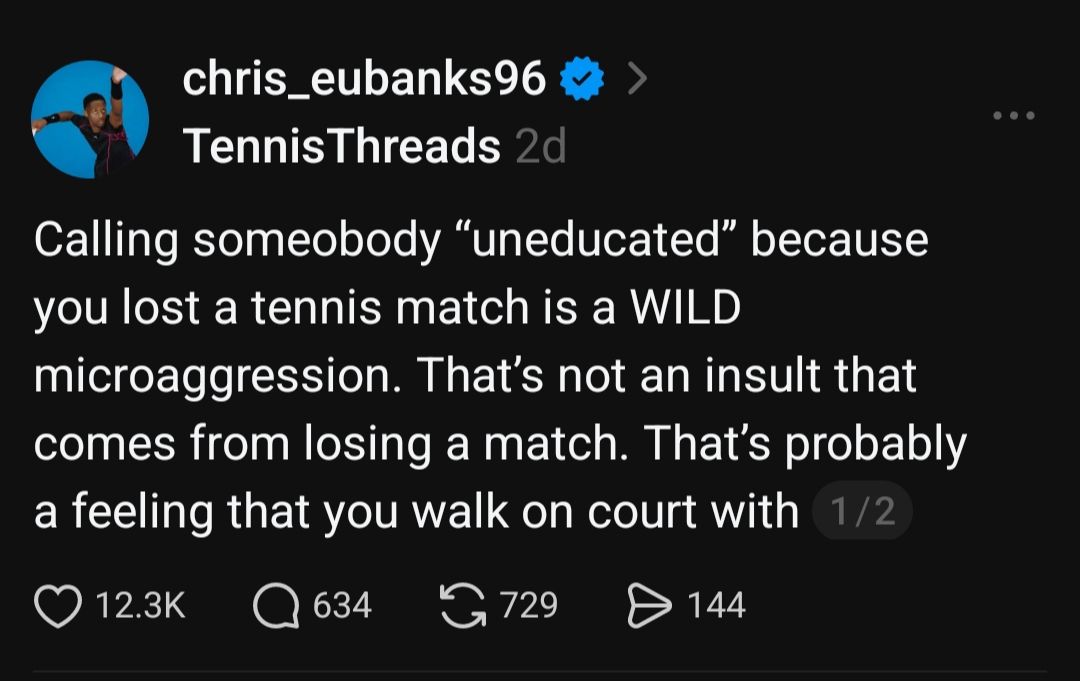 Screen grab of Christopher Eubanks' post