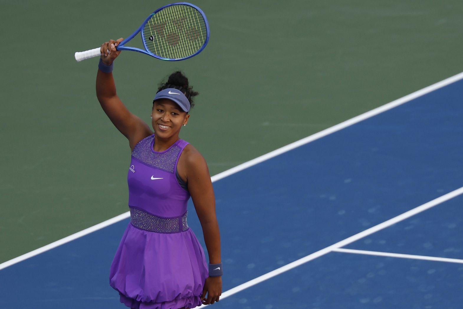 Naomi Osaka (JPN) waves to the crowd after her match against Daria Kasatkina (not pictured) on day seven of the 2025 US Open tennis championships at Billie Jean King National Tennis Center.