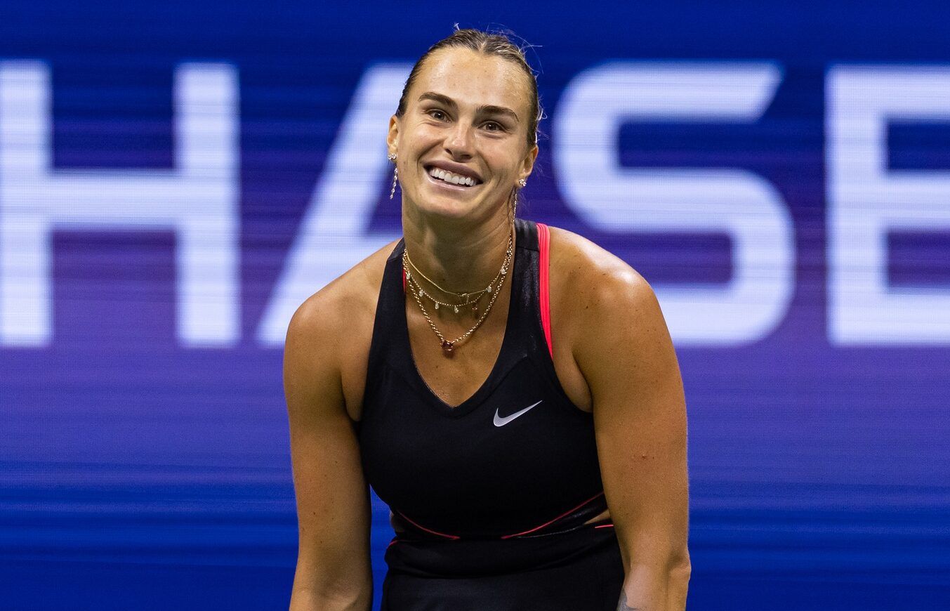 Aryna Sabalenka of Belarus in action against Polina Kudermetova of Russia in the second round of the women’s singles at the US Open at Arthur Ashe Stadium in Billie Jean King National Tennis Center.