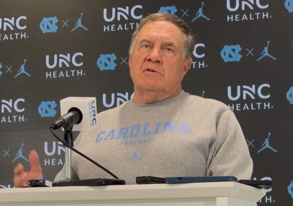 UNC football coach Bill Belichick on Wednesday, Aug. 20, 2025, during a press conference inside the Kenan Football Center.