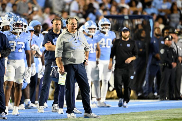 North Carolina Tar Heels head coach Bill Belichick on the sidelines in the first quarter at Kenan Stadium.