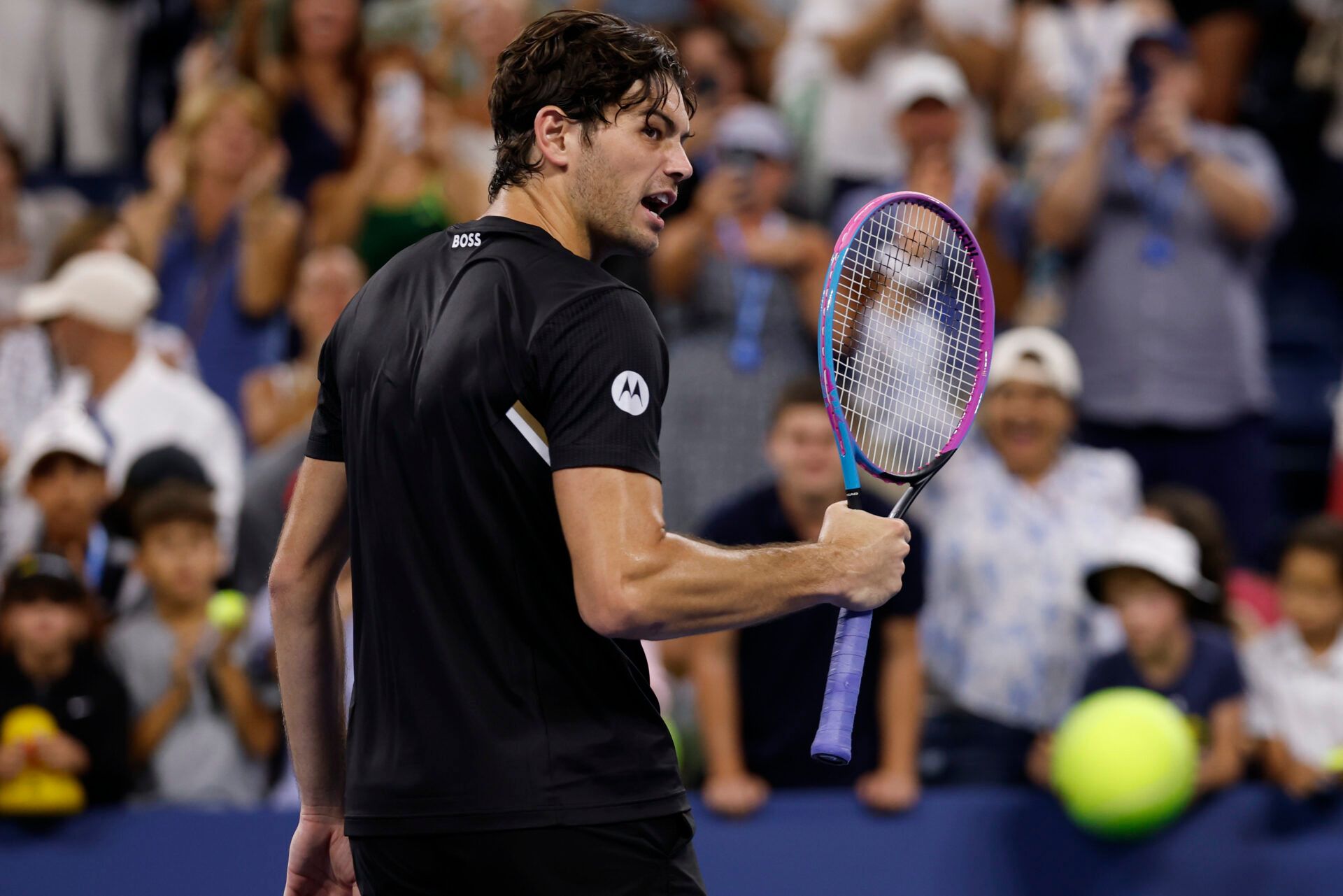 Taylor Fritz (USA) celebrates after his match against Tomas Machac (CZE) (not pictured) on day eight of the 2025 US Open tennis championships at Billie Jean King National Tennis Center.