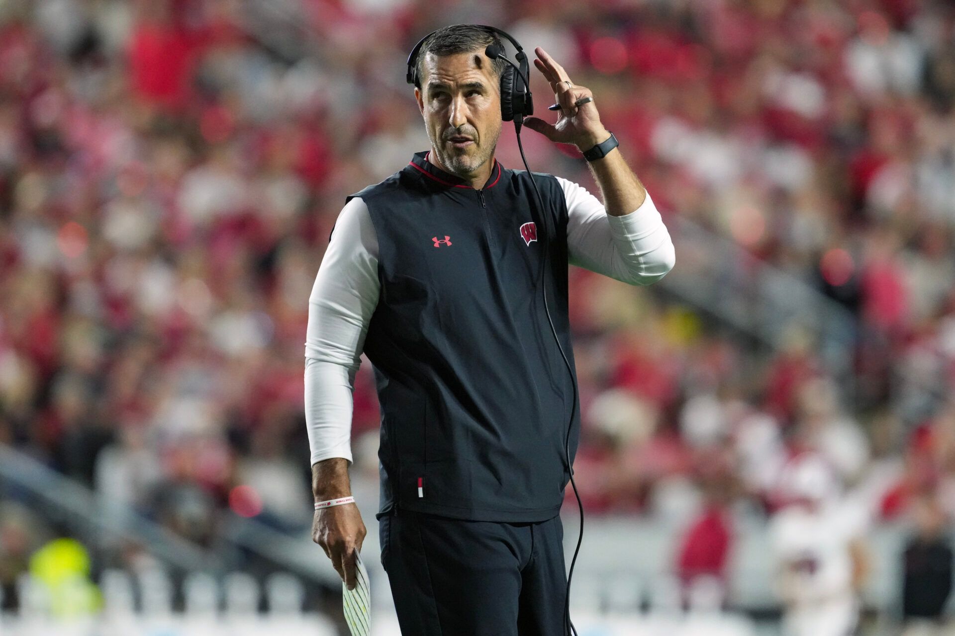 Wisconsin Badgers head coach Luke Fickell looks on during the second quarter against the Miami (OH) RedHawks at Camp Randall Stadium.