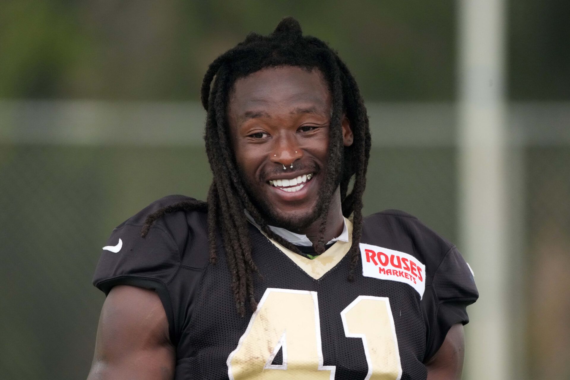 New Orleans Saints running back Alvin Kamara (41) during a joint practice Los Angeles Rams at the Dignity Health Sports Park.