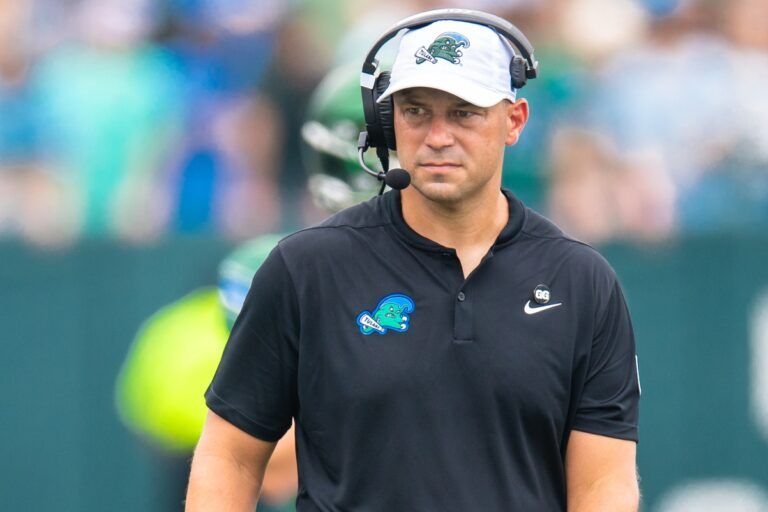 Tulane Green Wave head coach Jon Sumrall looks on against Northwestern Wildcats during the first half at Yulman Stadium.
