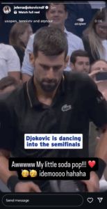 Novak DJokovic's wife Jelena's Instagram story celebrating her husband's win