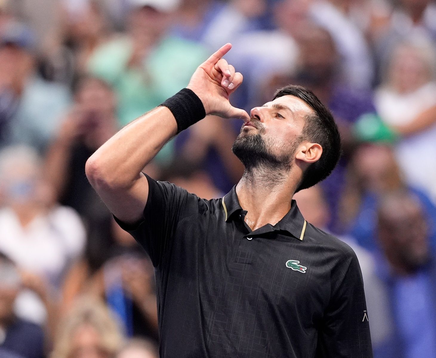 Novak Djokovic (SRB) after defeating Taylor Fritz (USA) (not pictured) on day ten of the 2025 U.S. Open tennis tournament at the USTA Billie Jean King National Tennis Center.