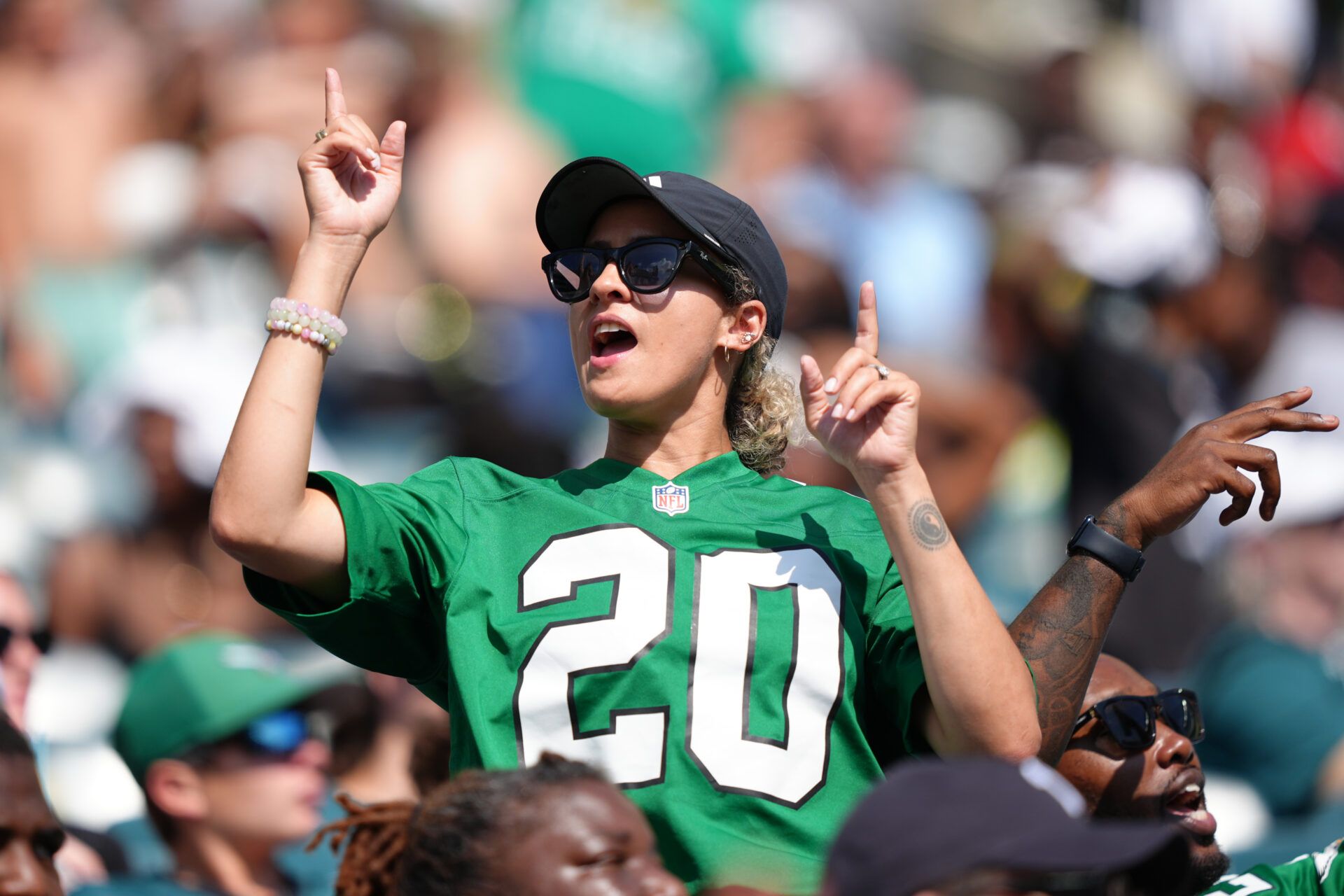 Philadelphia Eagles fans cheer during the game against the Cleveland Browns at Lincoln Financial Field.