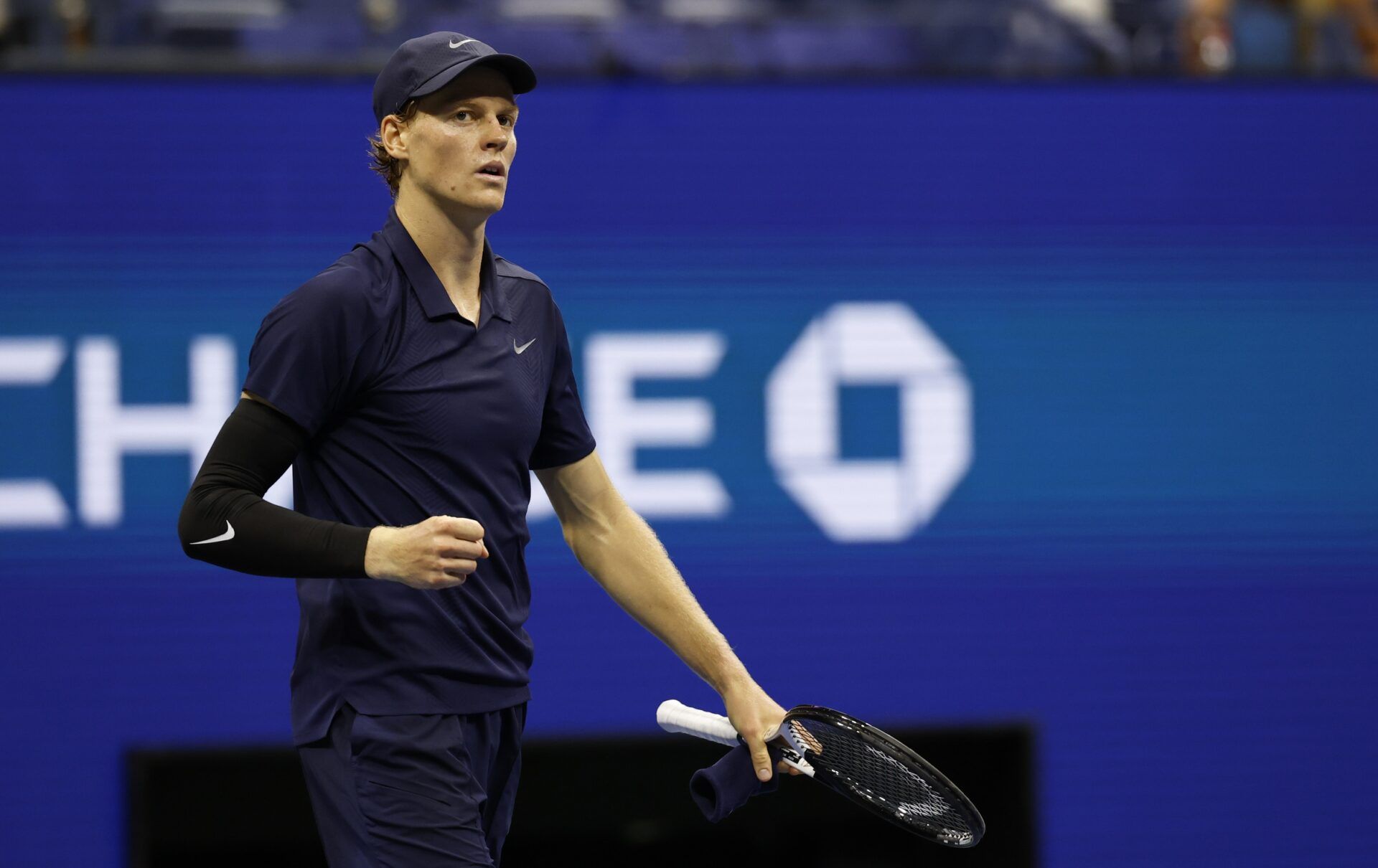 Jannik Sinner (ITA) reacts after defeating Lorenzo Musetti (ITA) (not pictured) on day eleven of the 2025 US Open tennis championships at USTA Billie Jean King National Tennis Center.