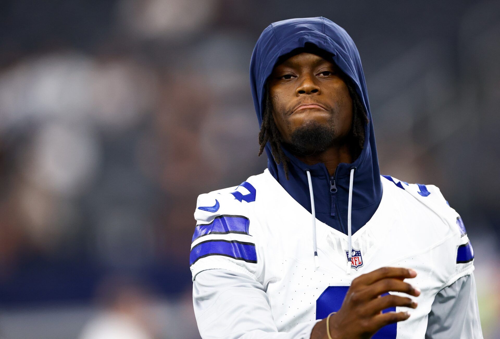 Dallas Cowboys wide receiver George Pickens (3) before the game against the Atlanta Falcons at AT&T Stadium.