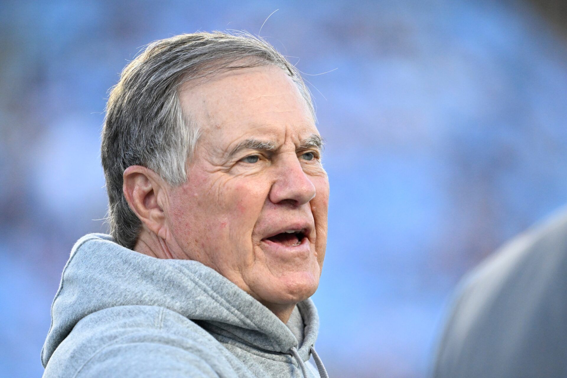 North Carolina Tar Heels head coach Bill Belichick on the field before the game at Kenan Stadium.