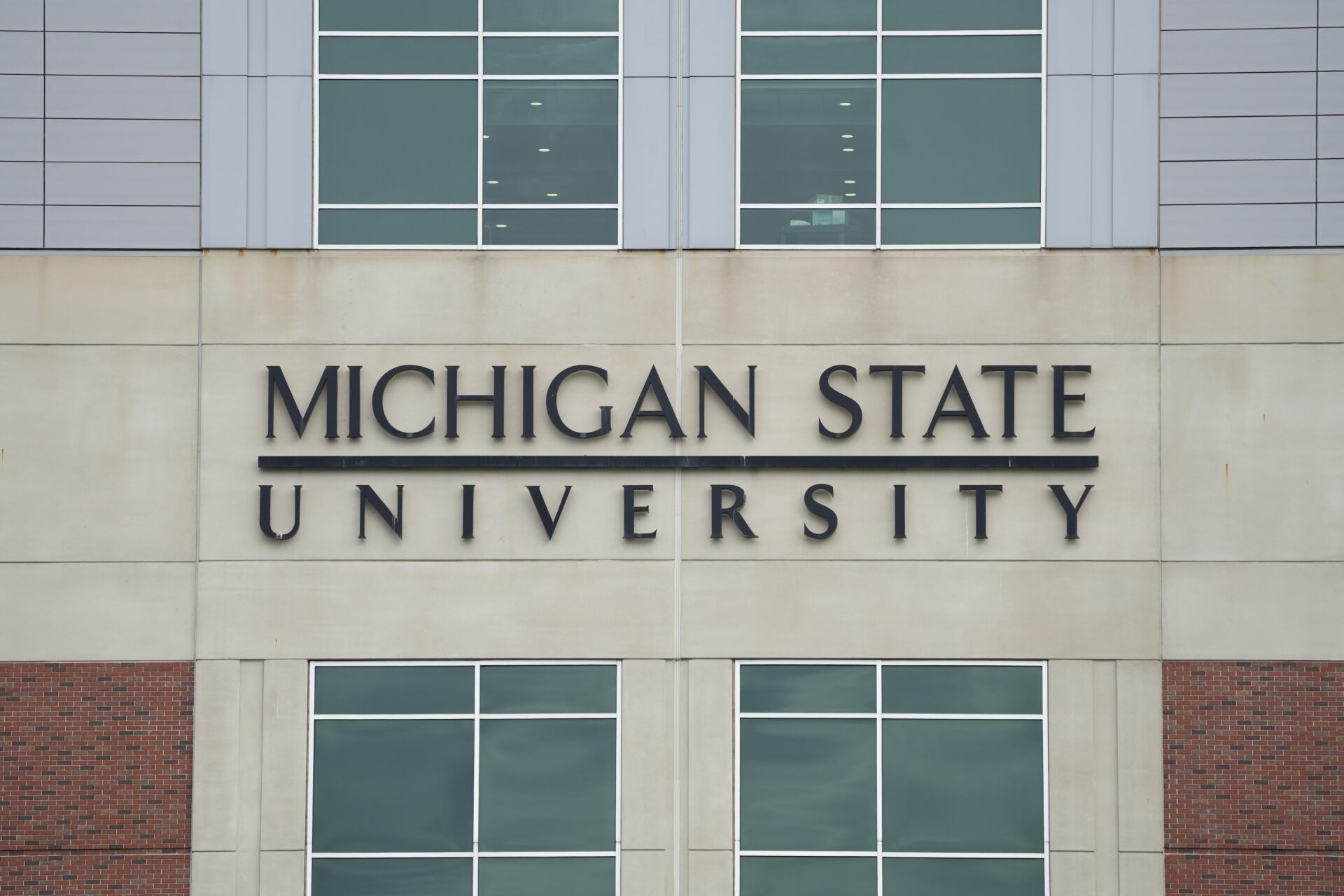 The Michigan State logo displayed on Spartan Stadium.