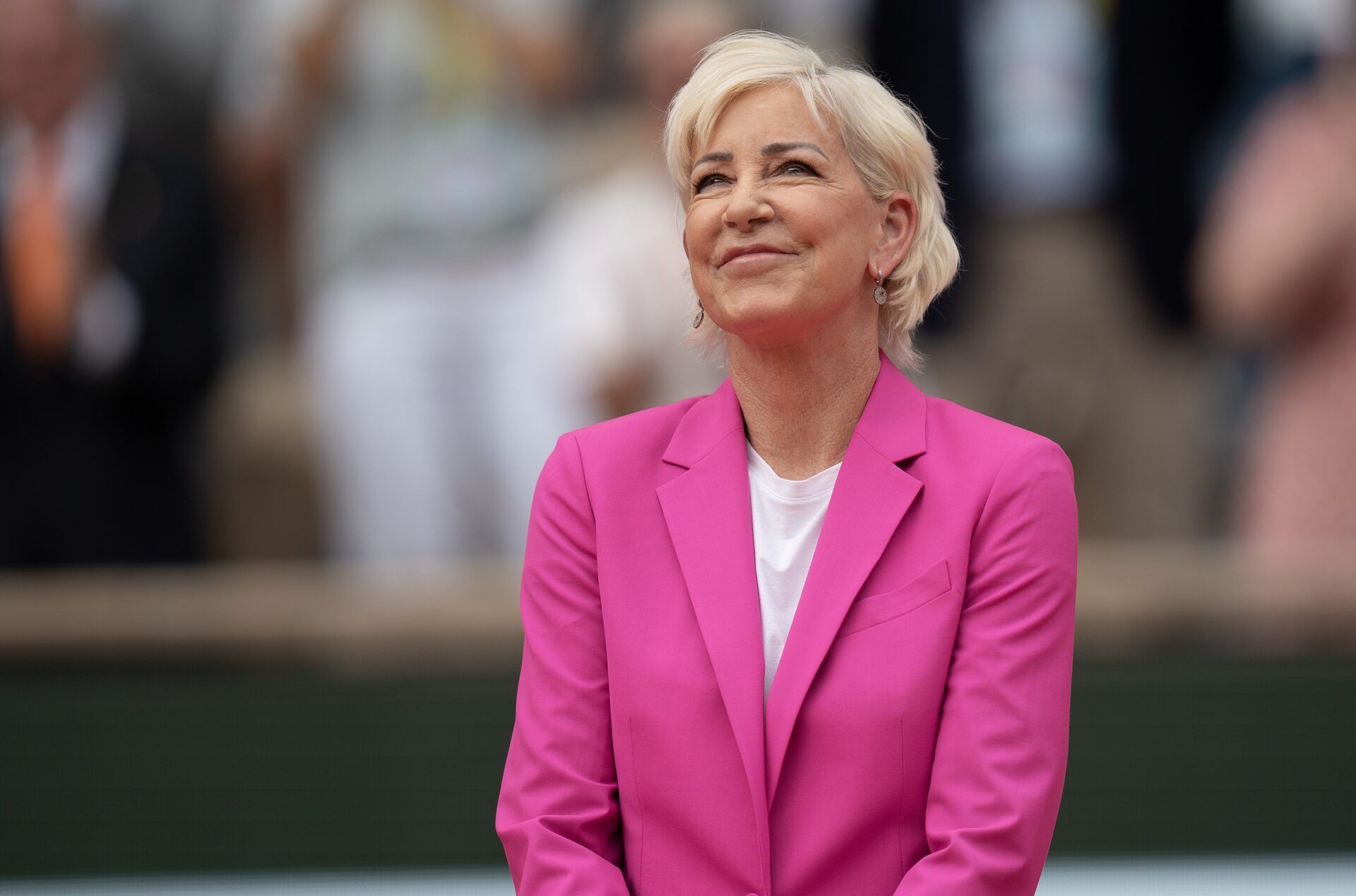 Chris Evert looks on during the trophy presentation on day 14 at Stade Roland-Garros.