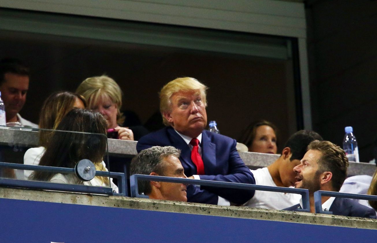 Donald Trump on day nine of the 2015 U.S. Open tennis tournament at USTA Billie Jean King National Tennis Center.