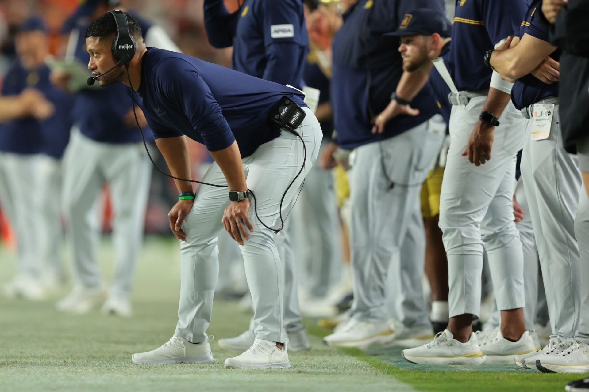 Notre Dame Fighting Irish head coach Marcus Freeman during the third quarter at Hard Rock Stadium.
