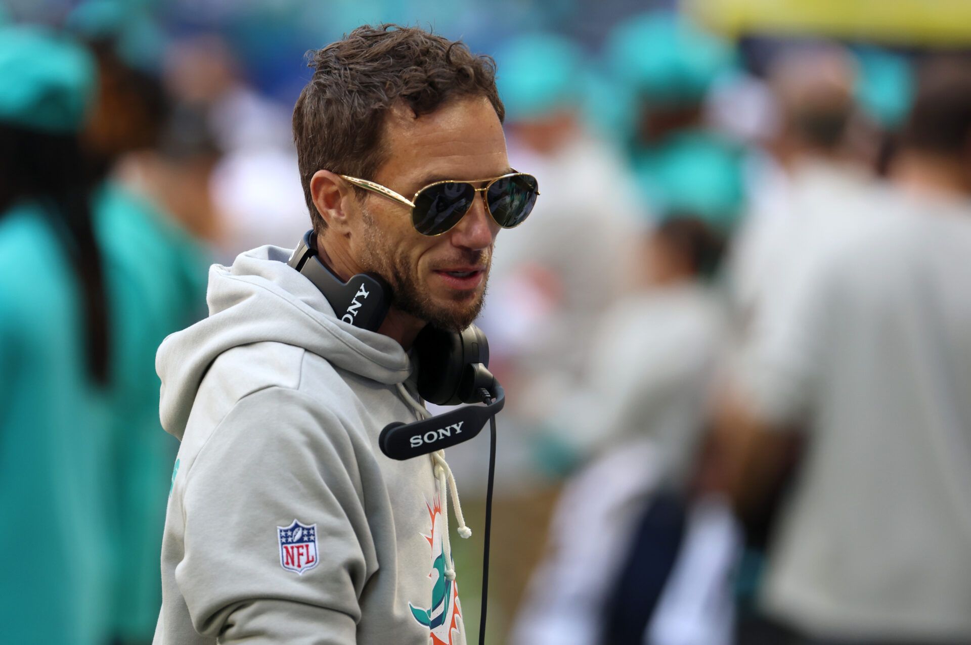 Miami Dolphins head coach Mike McDaniel before a game against the Indianapolis Colts at Lucas Oil Stadium.