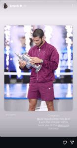 Jessica Pegula's Instagram story teasing Alcaraz