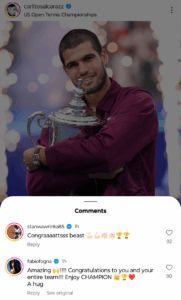 Stan Wawrinka and Fabio Fognini's comments on Alcaraz's celebratory post