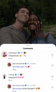 Taylor Fritz's girlfriend Morgan Riddle's comment on Asia Muhammad's post
