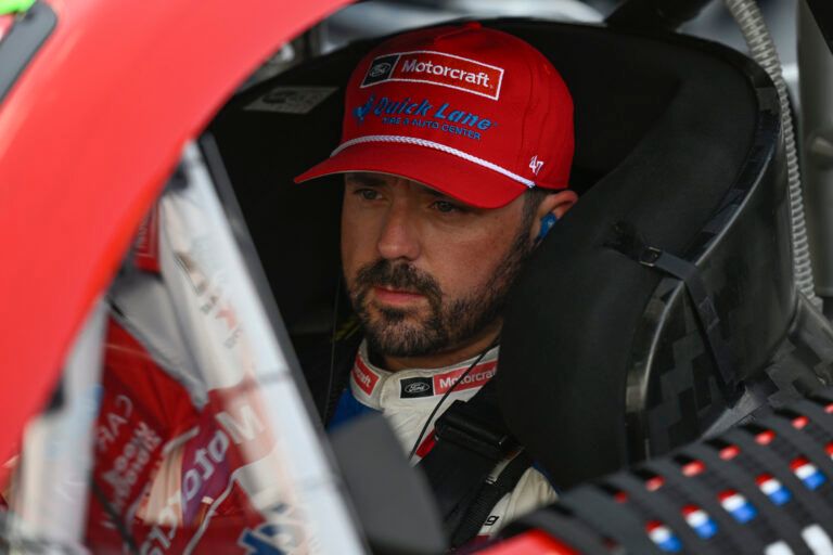 NASCAR Cup Series driver Josh Berry (21) looks on during practice and qualifying for the Enjoy Illinois 300 at World Wide Technology Raceway.