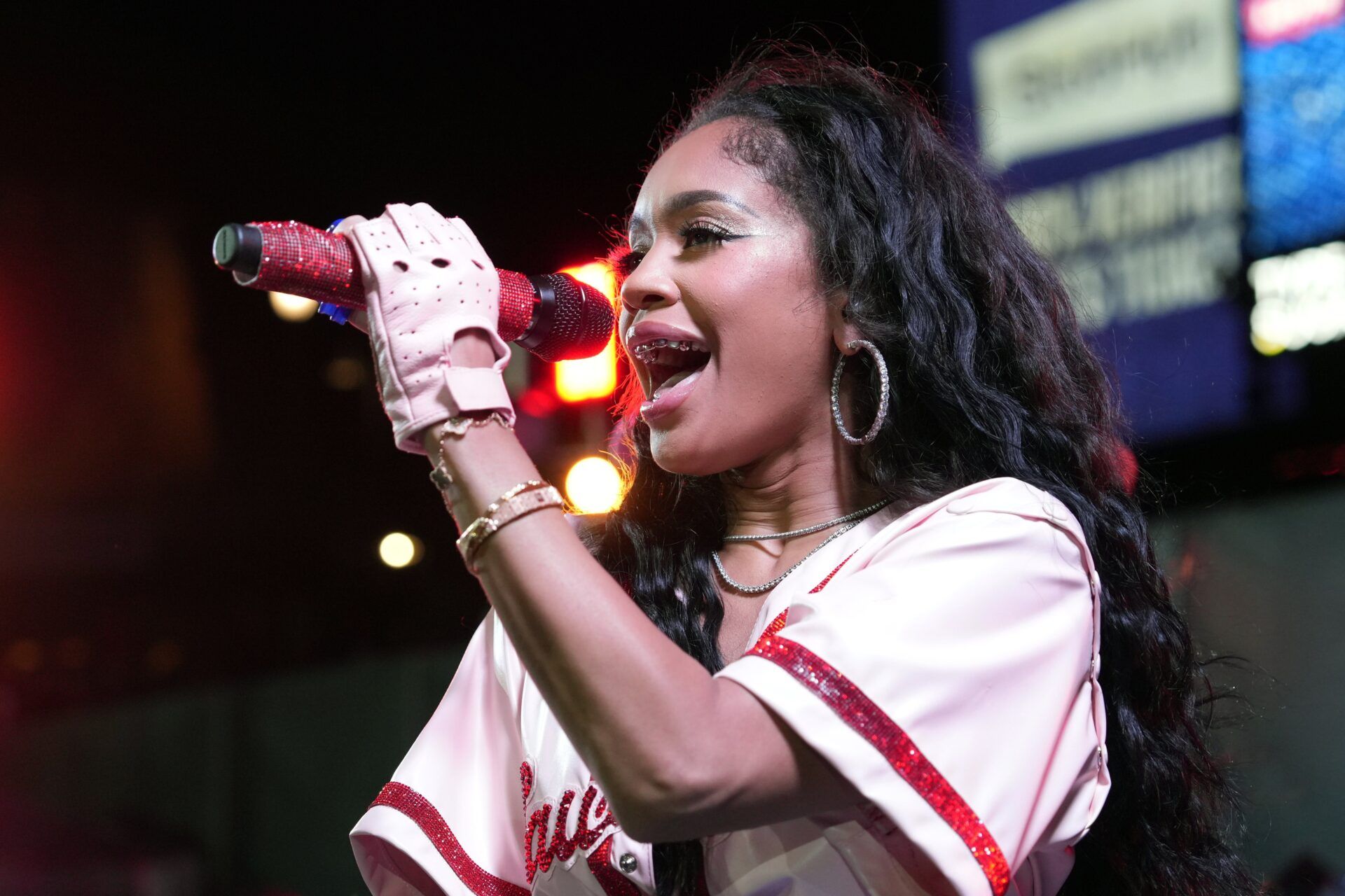 Musical artist Saweetie performs after the game between the San Francisco Giants and the Tampa Bay Rays at Oracle Park.