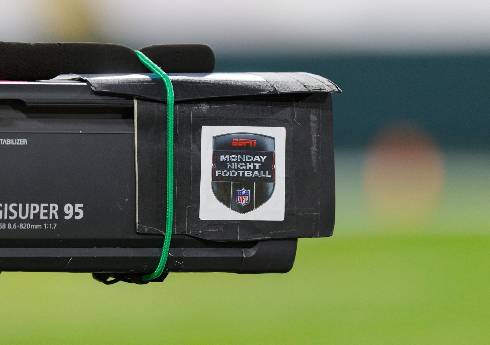The Monday Night Football logo on a television camera prior to the game between the Atlanta Falcons and Green Bay Packers at Lambeau Field.