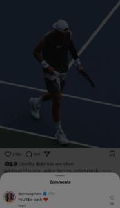 Screengrab of Sloane Stephens' comment on Jack Draper's Instagram post (@jackdraper)